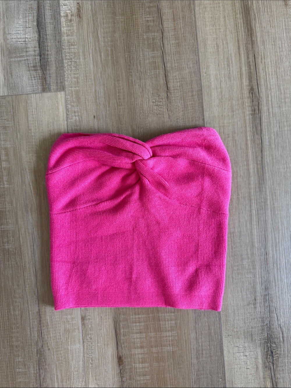 Efan Bright Pink Strapless Twist-Knot Tube Top
